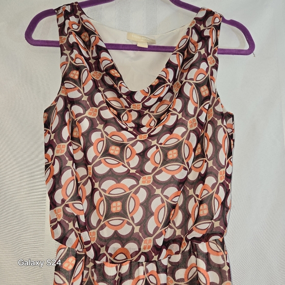 BANANA REPUBLIC SLEEVELESS LIGHTWEIGHT GEOMETRIC ORANGE PURPLE TANK DRESS SZ 4 - Picture 2 of 12